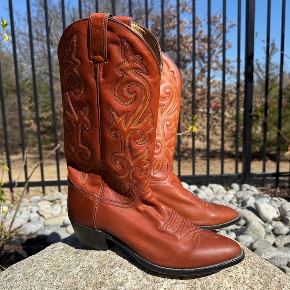 Justin Boots Other - Justin Boots Men's Western Cowboy Boots Brown Pull-On Embroidered Snip Toe 9.5D